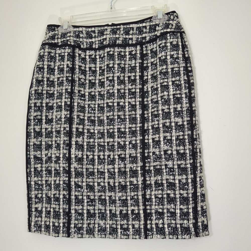 Talbots Classic Black and White Tweed Pencil Skirt, Size 6